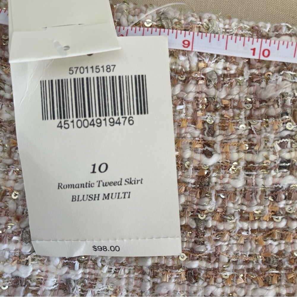 NWT Boston proper blush and Cream gold sequins Mini Pencil Skirt sz 10 - Picture 7 of 10